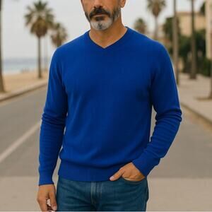 Urban Outfitter O'Hanlon Mills Men's Blue Lambswool Pullover Sweater